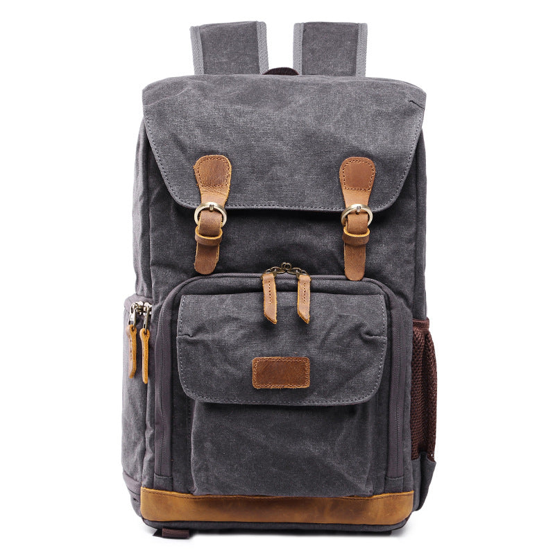 Waxed Canvas Backpack with Inside SLR Camera Bag 279-canvas camera backpack-Gray-Free Shipping Leatheretro