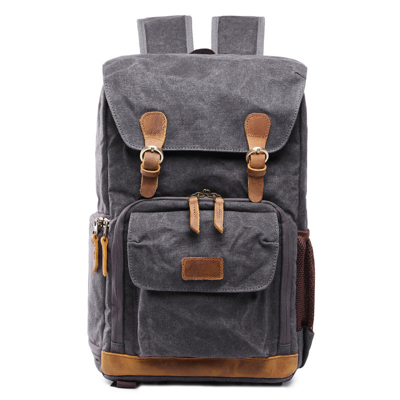 Waxed Canvas Backpack with Inside SLR Camera Bag 279-canvas camera backpack-Khaki-Free Shipping Leatheretro