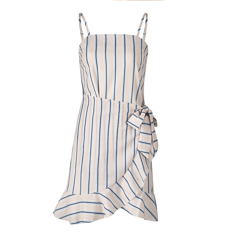 Women Leaf Print Chiffon Summer Irregular Beach Short Dresses-Dresses-7913-5-S-Free Shipping Leatheretro