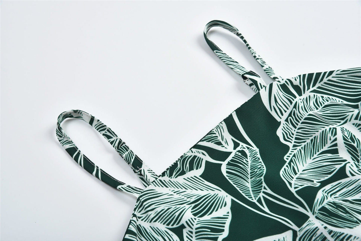 Women Leaf Print Chiffon Summer Irregular Beach Short Dresses-Dresses-7913-1-S-Free Shipping Leatheretro