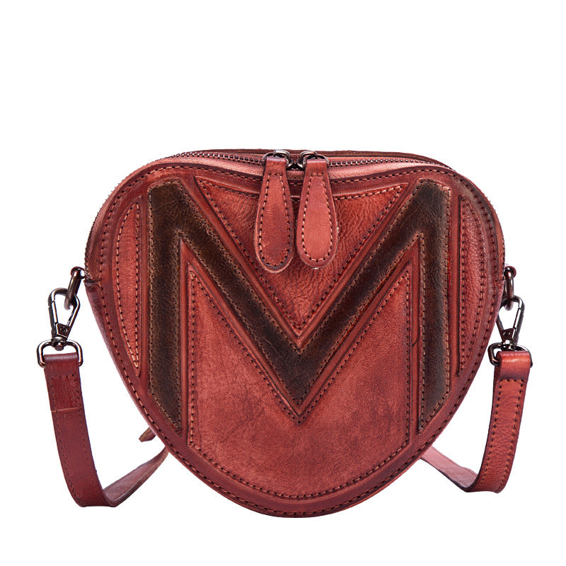 Leisure Heart Shape Design Leather Women Shoulder Bags 8055-Handbags-Red-Free Shipping Leatheretro