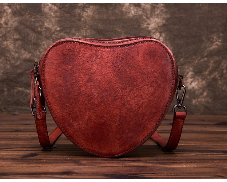 Leisure Heart Shape Design Leather Women Shoulder Bags 8055-Handbags-Red-Free Shipping Leatheretro