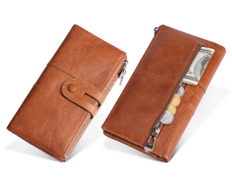 Women Vintage Leather Fashion Long Purse J2072-Leather Wallets-Green-Free Shipping Leatheretro