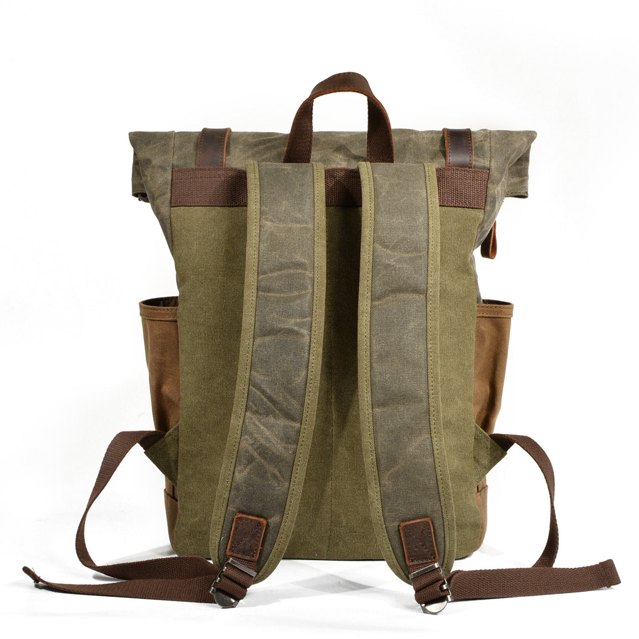 Leather Hiking Outdoor Canvas Backpack-Leather Canvas Backpack-Dark Gray-Free Shipping Leatheretro