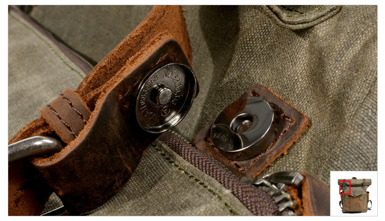 Leather Hiking Outdoor Canvas Backpack-Leather Canvas Backpack-Dark Gray-Free Shipping Leatheretro