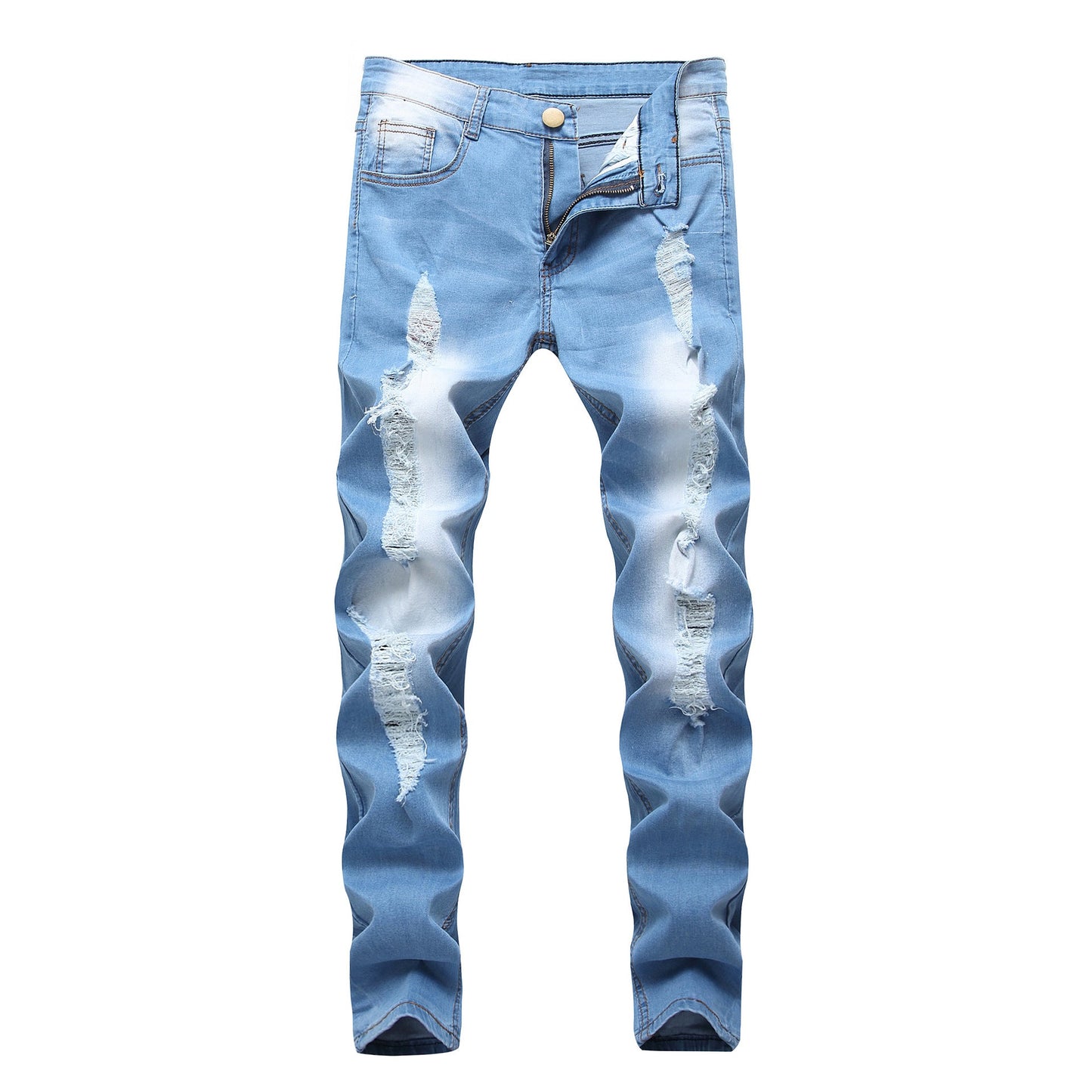 Casual Broken Holes Men's Jean Pants-Pants-Light Blue-28-Free Shipping Leatheretro