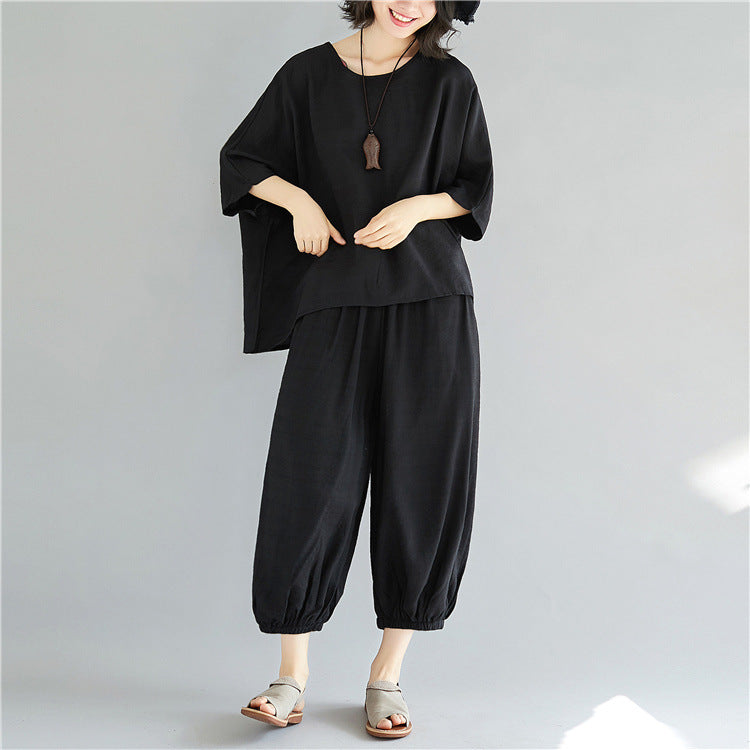 Ethnic Women Summer Plus Sizes Two Pieces Suits-Suits-Black-One Size-Free Shipping Leatheretro