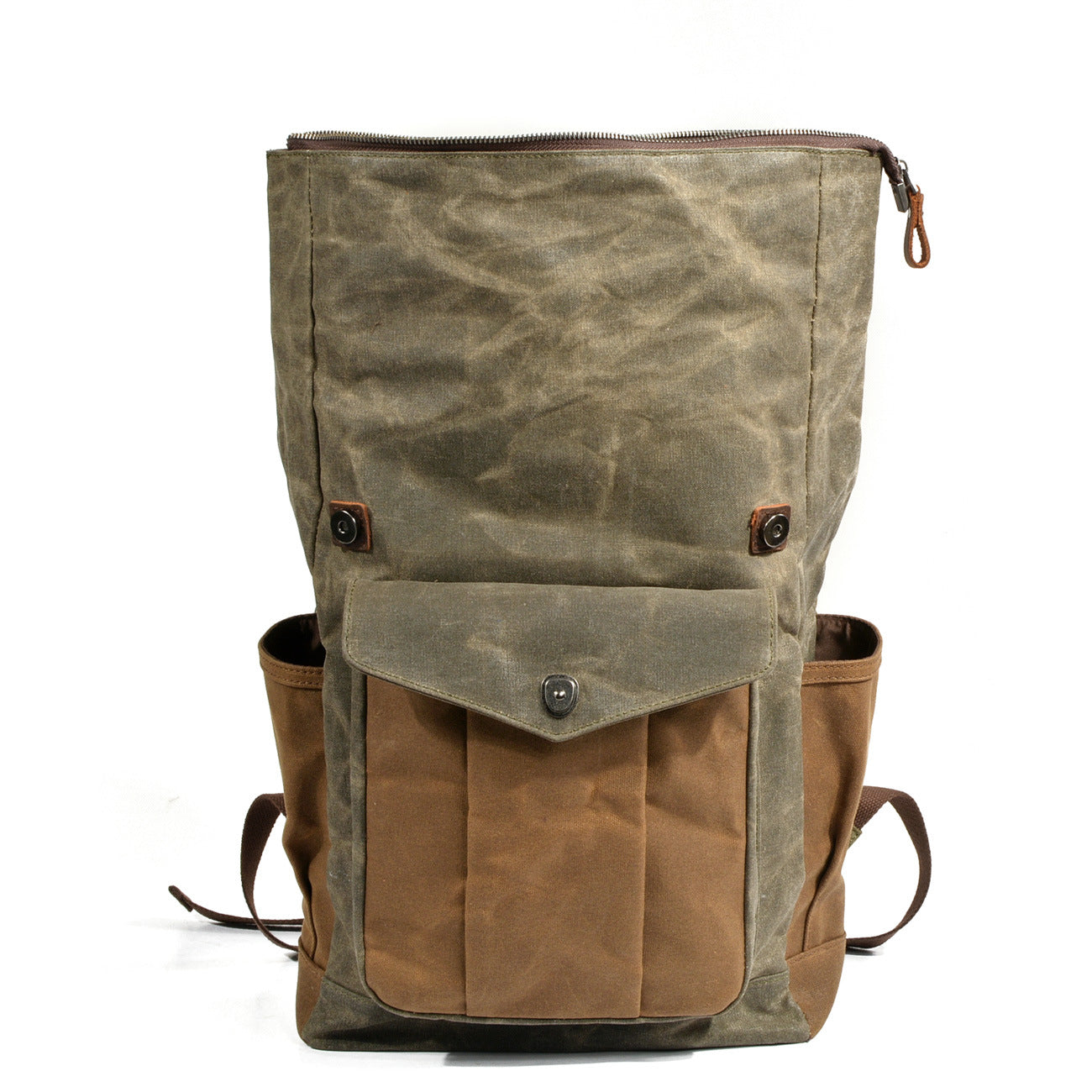 Leather Hiking Outdoor Canvas Backpack-Leather Canvas Backpack-Dark Gray-Free Shipping Leatheretro