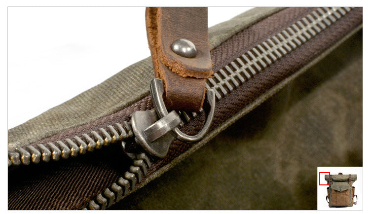 Leather Hiking Outdoor Canvas Backpack-Leather Canvas Backpack-Dark Gray-Free Shipping Leatheretro