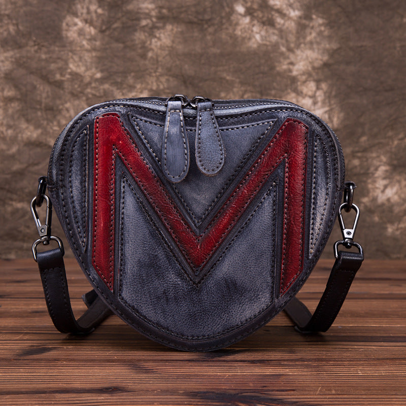 Leisure Heart Shape Design Leather Women Shoulder Bags 8055-Handbags-Red-Free Shipping Leatheretro