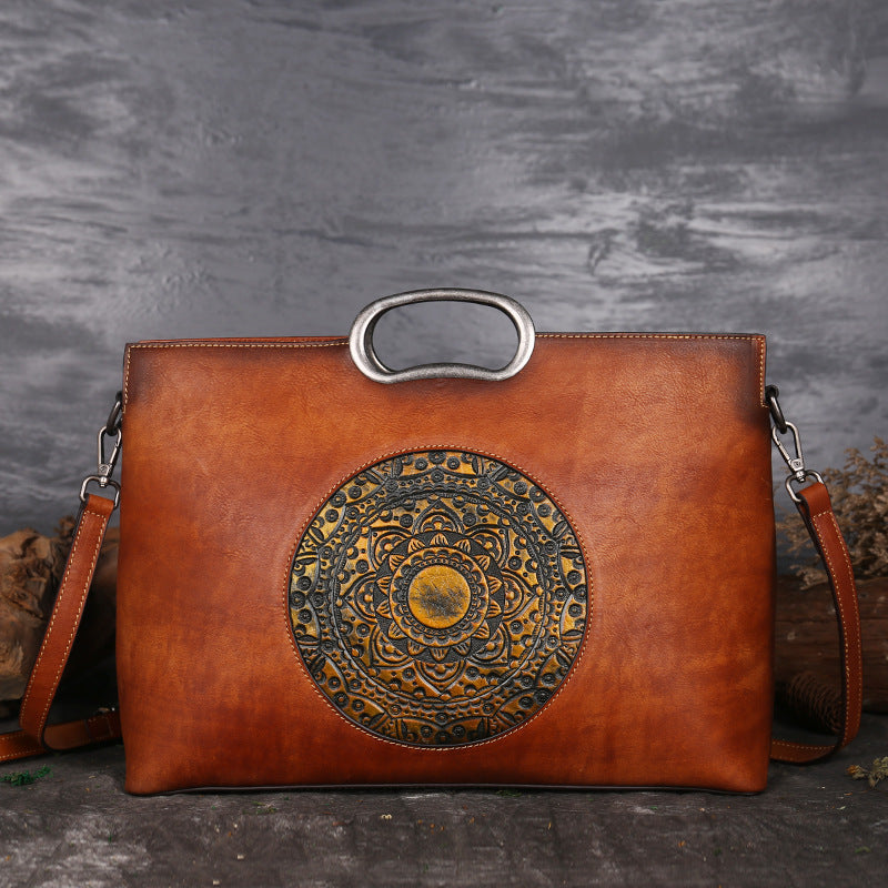 Vintage Large Storage Cowhide Leather Women Handbags 1158-Handbags-Brown-Free Shipping Leatheretro