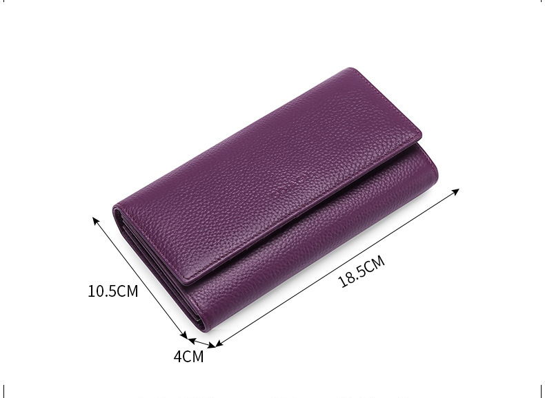Cowhide Long leather RFID Wallet for Women Q198-Leather Wallets-Red-Free Shipping Leatheretro