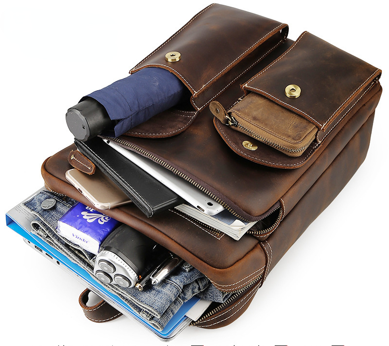 Vintage Luxury Large Storage Leather Backpacks-Leather Backpack-Brown-Free Shipping Leatheretro