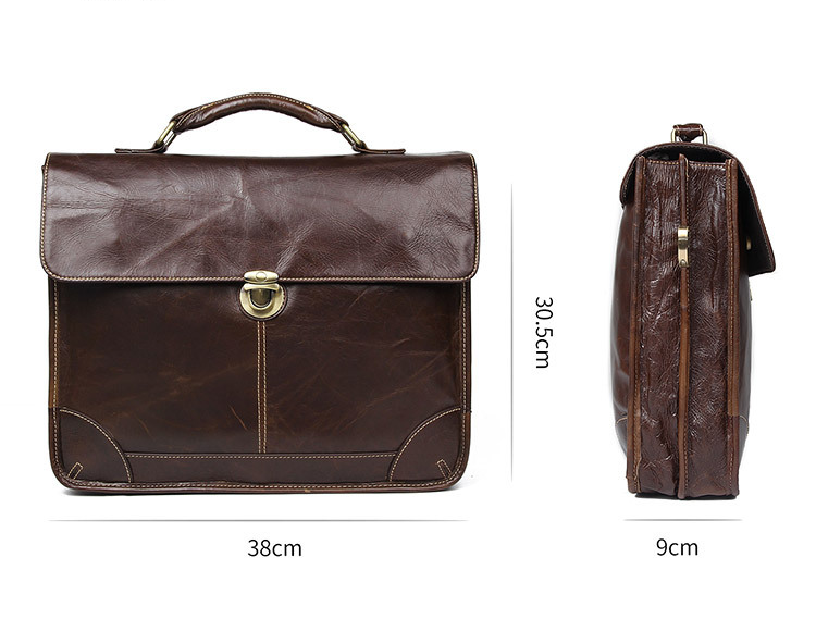 Cowhide Classical Men's Leather Briefcase 7091-Leather Briefcase-Coffee-Free Shipping Leatheretro
