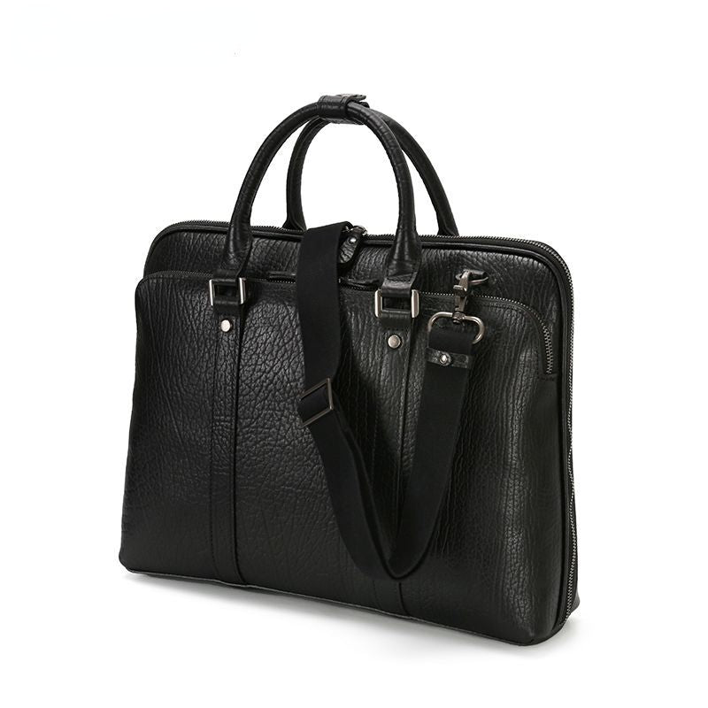 15.6" Business Cowhide Leather Briefcase for Men P0089-Briefcases-Black-Free Shipping Leatheretro
