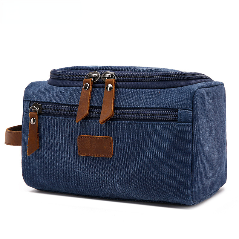 Canvas Toiletry Bag for Traveling 8064-Toiletry Bag-Blue-Free Shipping Leatheretro