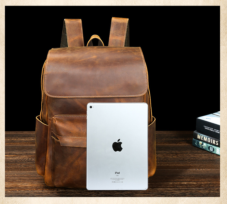 Retro Leather Travel Backpack Bag P-8090-Leather Backpack-Brown-Free Shipping Leatheretro