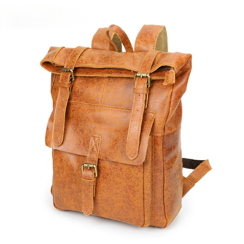 Vintage Leather Travel Backpack B8186-Leather Backpack-Light Brown-Free Shipping Leatheretro