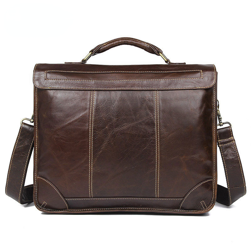 Cowhide Classical Men's Leather Briefcase 7091-Leather Briefcase-Coffee-Free Shipping Leatheretro