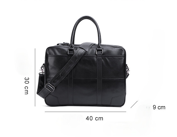 15.6" Handmade Leather Business Laptop Bag J6395-Leather Briefcase-Black-Free Shipping Leatheretro