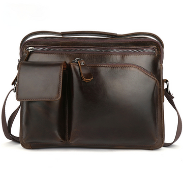 New Fashion Small Casual Leather Briefcase X1005-Leather Briefcase-Coffee-Free Shipping Leatheretro