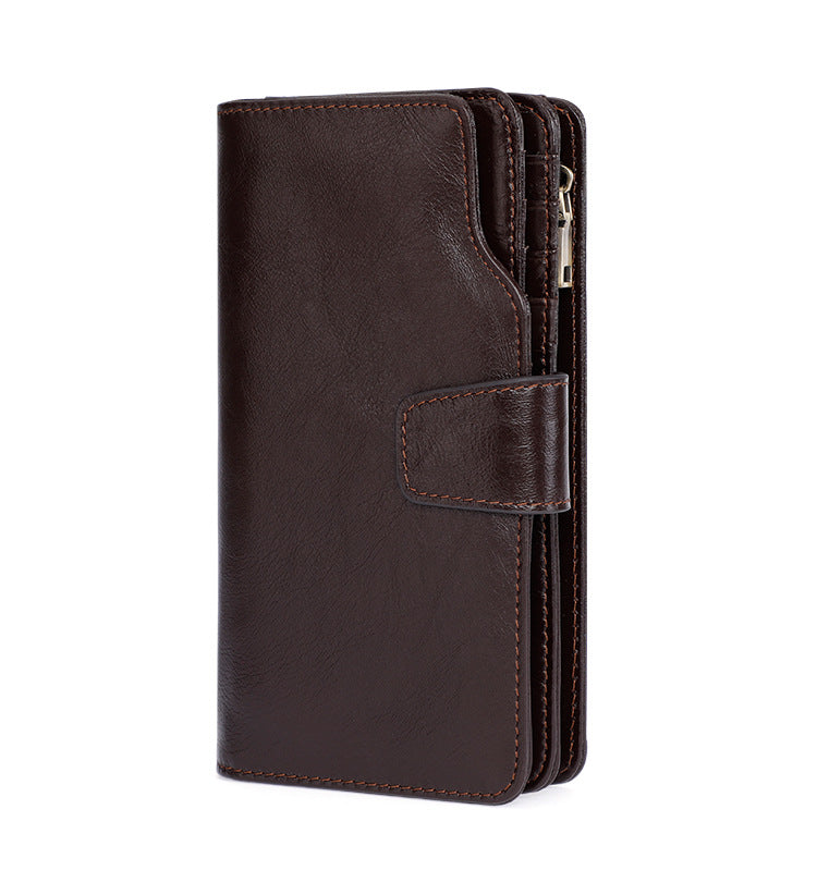 Men Multi Functional Handmade Leather Wallets J9322-Leather Wallets-Coffee-Free Shipping Leatheretro
