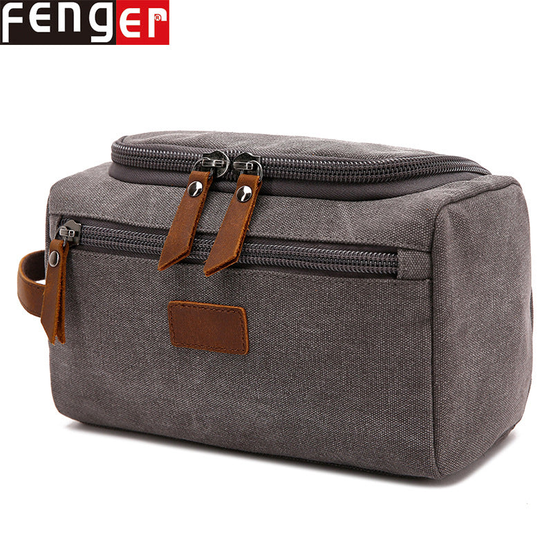 Canvas Toiletry Bag for Traveling 8064-Toiletry Bag-Gray-Free Shipping Leatheretro
