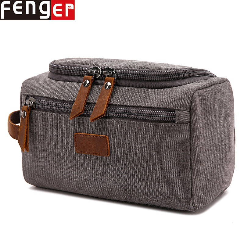 Canvas Toiletry Bag for Traveling 8064-Toiletry Bag-Khaki-Free Shipping Leatheretro
