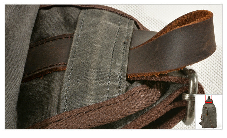 Leisure Mini Canvas Chest Bags for Men 6018-Handbags, Wallets & Cases-Khaki-Free Shipping Leatheretro