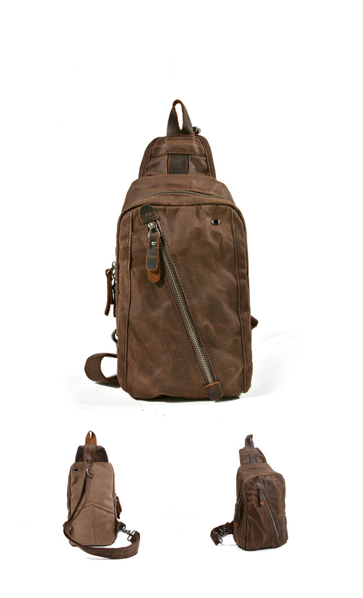 Leisure Mini Canvas Chest Bags for Men 6018-Handbags, Wallets & Cases-Khaki-Free Shipping Leatheretro