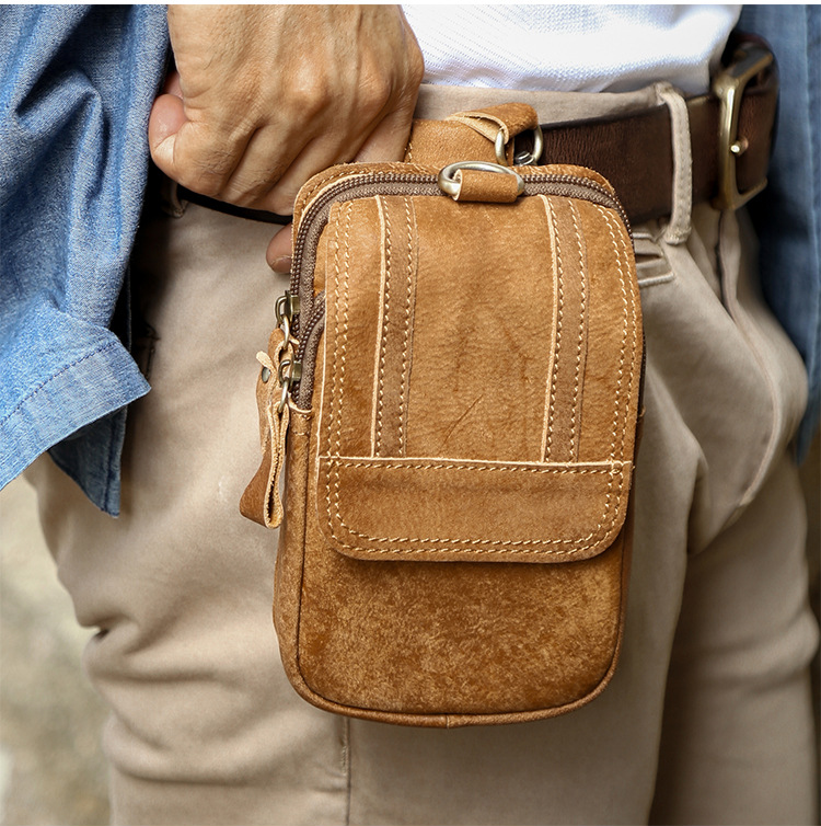 Retro Outdoor Blet Leather Waist Bag J6358-Leather Waist Bag-Brown-Free Shipping Leatheretro