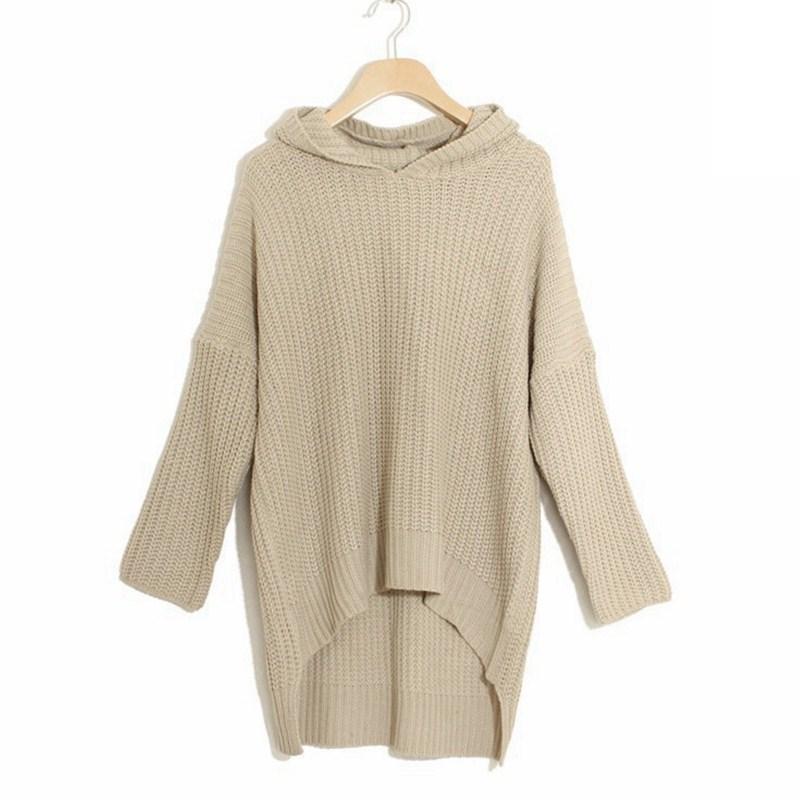 Women Irregular Long Loose Knitted Sweaters-Sweaters-Khaki-One Size-Free Shipping Leatheretro