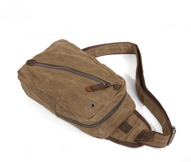 Leisure Mini Canvas Chest Bags for Men 6018-Handbags, Wallets & Cases-Khaki-Free Shipping Leatheretro