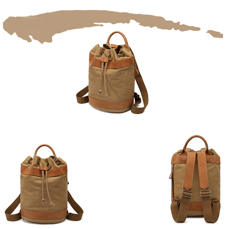 Leisure Canvas Backpack for Women-Backpacks-Khaki-Free Shipping Leatheretro