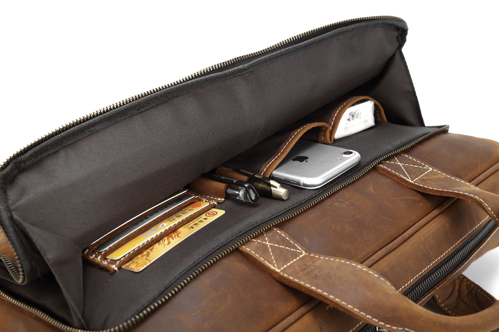 Men's Leather Business Laptop Bags S8903-Leather Briefcases-Dark Brown-Free Shipping Leatheretro