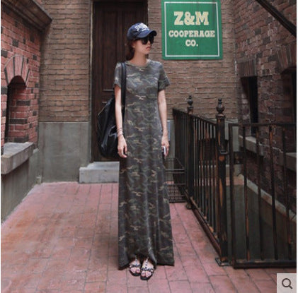 Women Summer Camouflage Long Dresses-Dresses-The same as picture-S-Free Shipping Leatheretro
