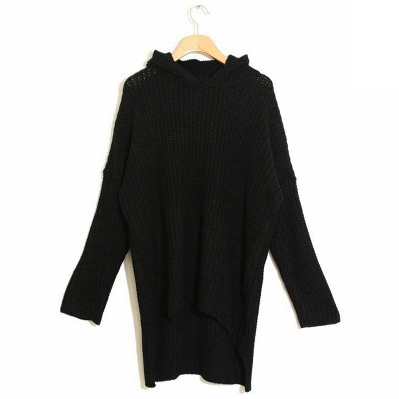 Women Irregular Long Loose Knitted Sweaters-Sweaters-Black-One Size-Free Shipping Leatheretro