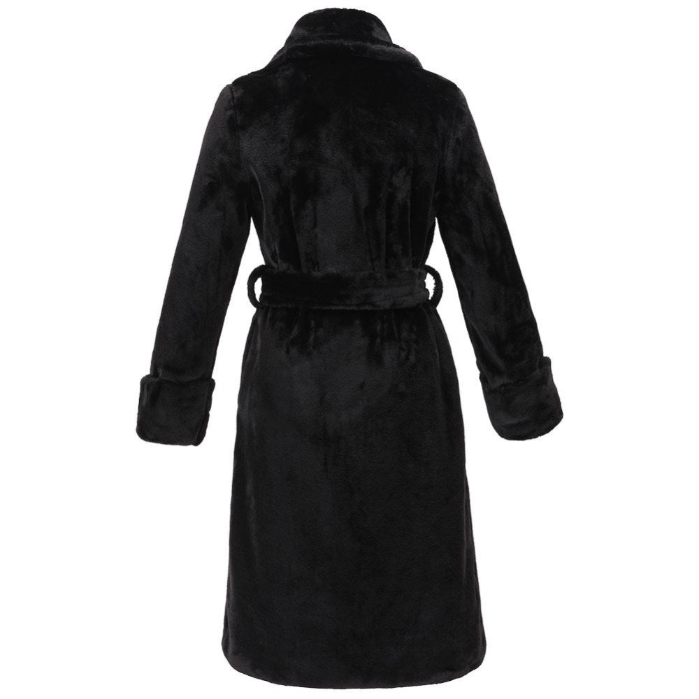 Black Artificial Fur Women Long Trenchcoats for Winter-Outerwear-Black-S-Free Shipping Leatheretro