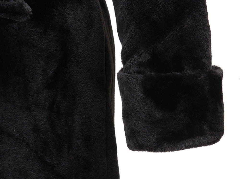 Black Artificial Fur Women Long Trenchcoats for Winter-Outerwear-Black-S-Free Shipping Leatheretro
