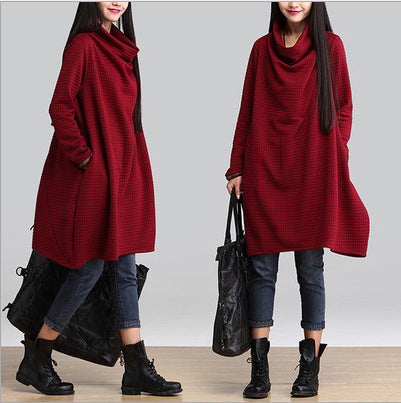 Elegant Plus Sizes Fall Women Dresses-Dresses-Wine Red-S-Free Shipping Leatheretro