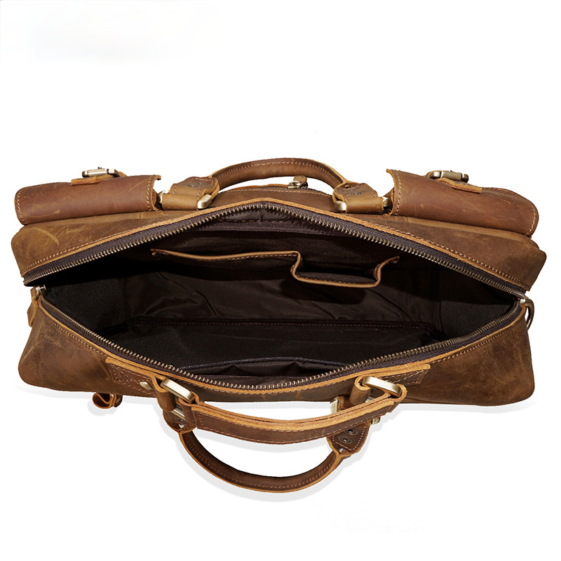 Distressed Leather Travel Briefcase B8058-Leather Briefcase-Brown-Free Shipping Leatheretro