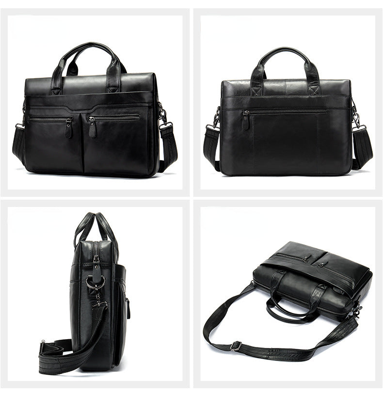 Retro Leather Business Briefcase for Men 9005-Briefcases-Black-Free Shipping Leatheretro