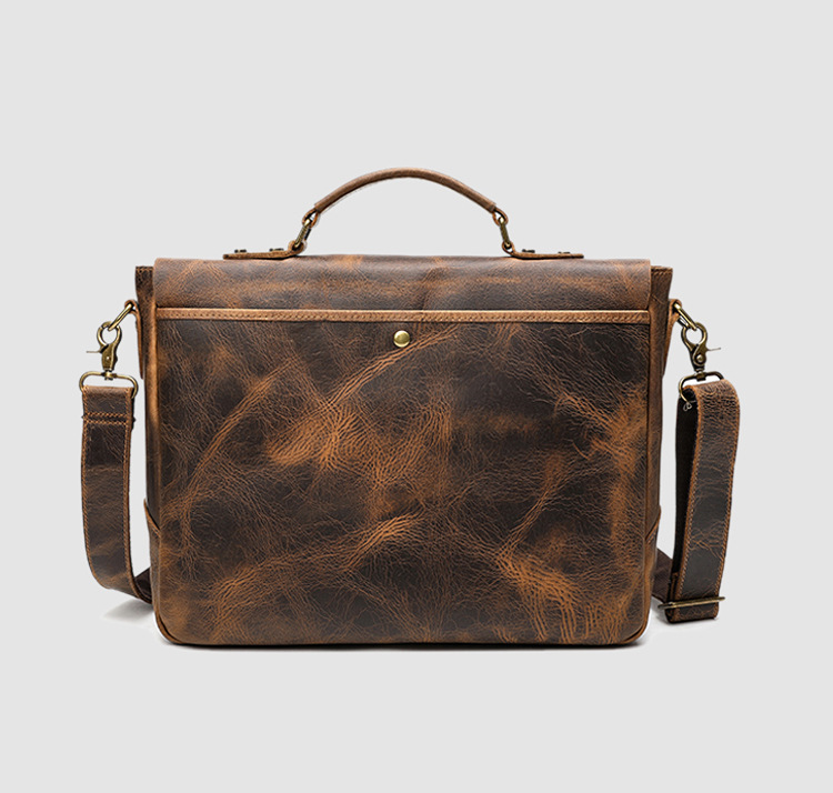 Men's Vintage Leather Business Briefcase O9125-Leather Briefcase-Red Brown-Free Shipping Leatheretro