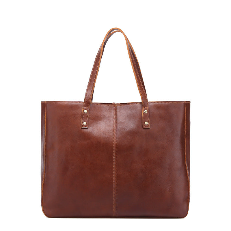 Women Leather Sholder Large Capacity Handbags W8050-Leather Women Bags-Brown-Free Shipping Leatheretro