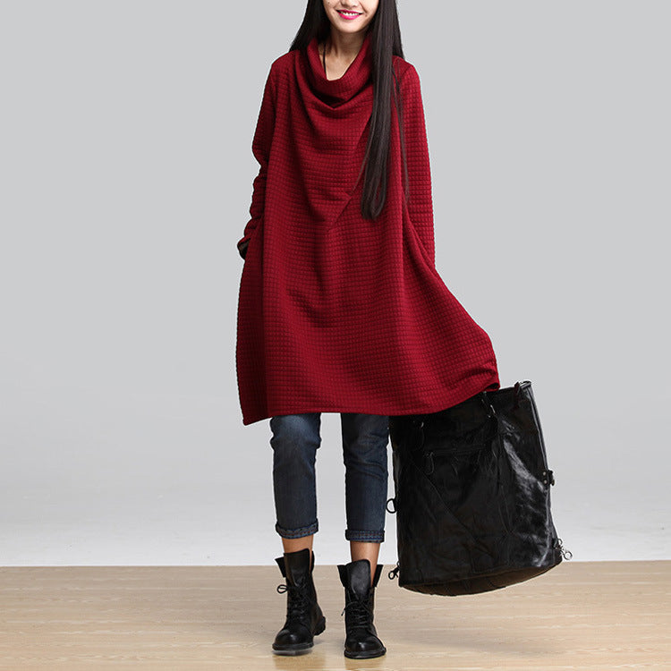 Elegant Plus Sizes Fall Women Dresses-Dresses-Wine Red-S-Free Shipping Leatheretro
