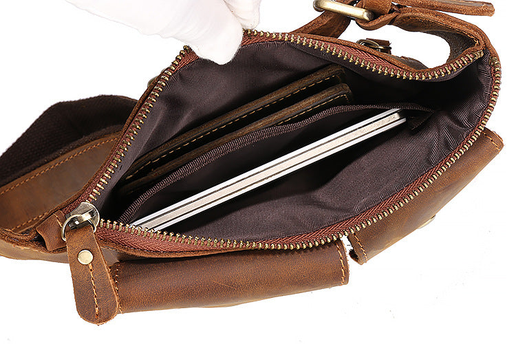 Vintage Handmade Men Leather Waist Bags M3129-Leather Waist-Brown-Free Shipping Leatheretro