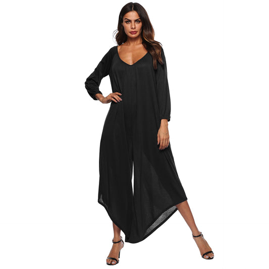 Sexy Deep V Neck Backless Jumpsuits for Women-Jumpsuits & Rompers-Black-S-Free Shipping Leatheretro