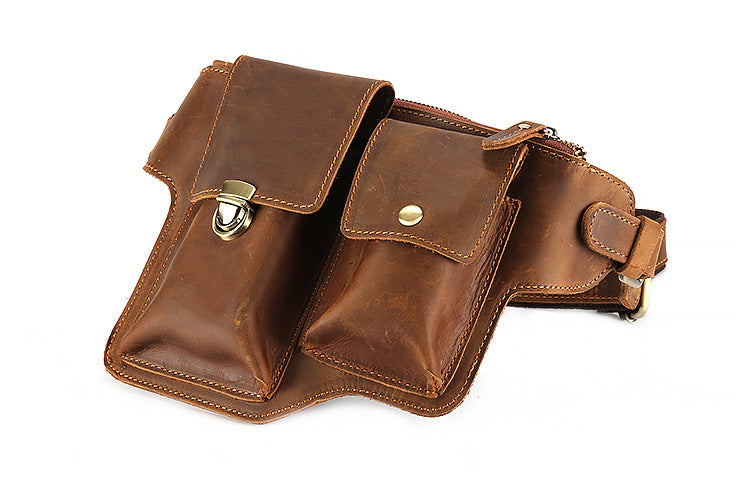 Vintage Handmade Men Leather Waist Bags M3129-Leather Waist-Brown-Free Shipping Leatheretro