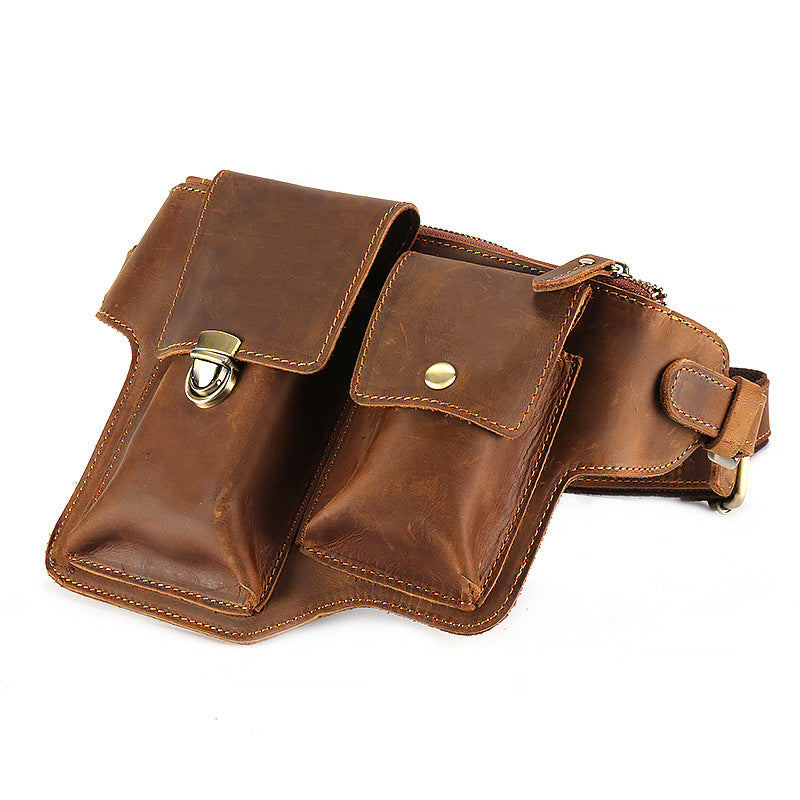 Vintage Handmade Men Leather Waist Bags M3129-Leather Waist-Brown-Free Shipping Leatheretro