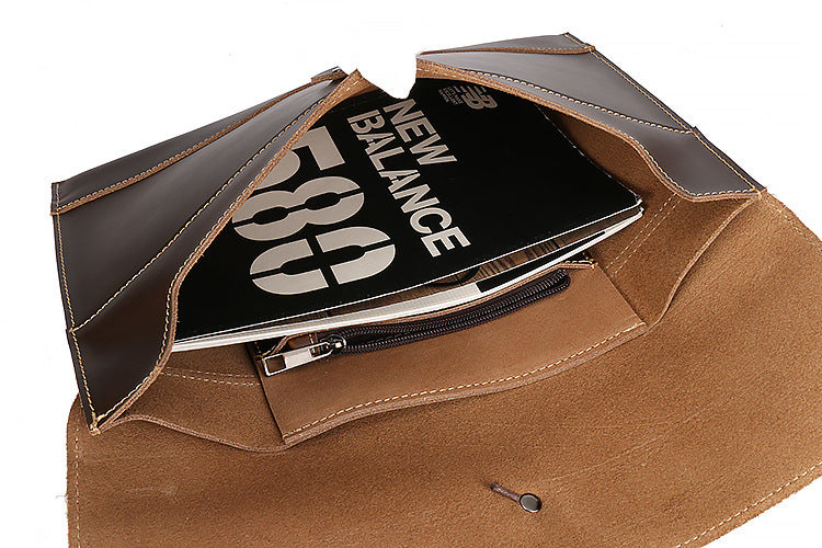 Vintage Envelope 13" Leather Portfolio Laptop Bag-Leather Case for Laptop-Black-Free Shipping Leatheretro